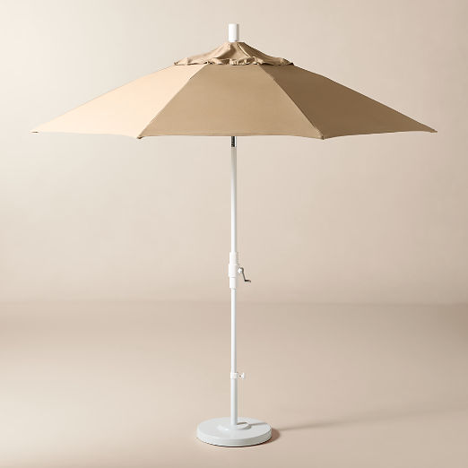 Market 8.5' Round Canvas Heather Beige Sunbrella® Outdoor Patio Umbrella