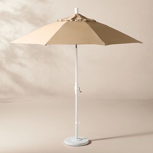 Market 8.5' Round Canvas Heather Beige Sunbrella® Outdoor Patio Umbrella