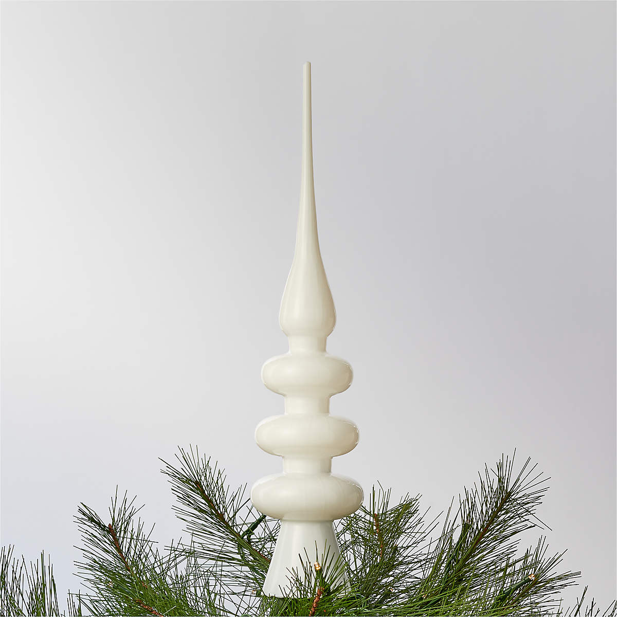 Marla White Glass Finial Christmas Tree Topper + Reviews CB2 Canada