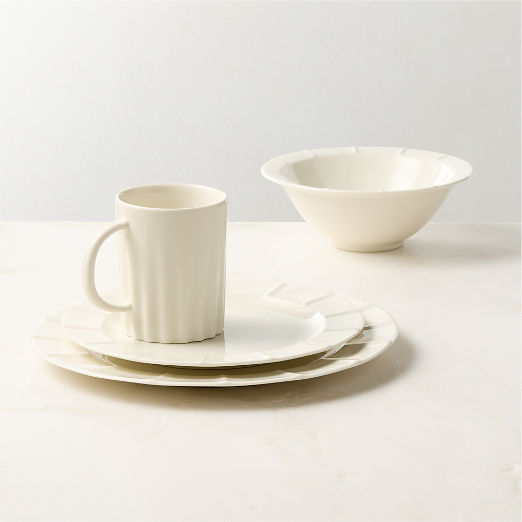 Marylebone 4-Piece White Dinnerware Set with Soup Bowl by Todd Snyder