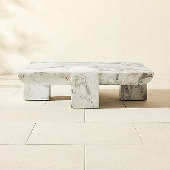 Marlo 38" Square Marble Indoor/Outdoor Coffee Table