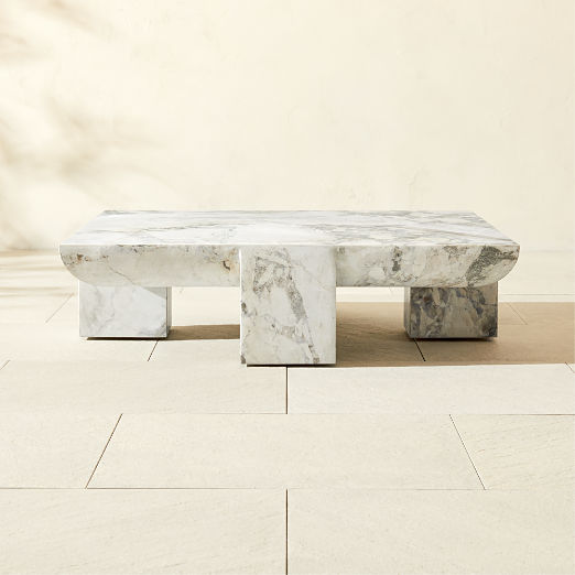 Marlo 38" Square Marble Indoor/Outdoor Coffee Table