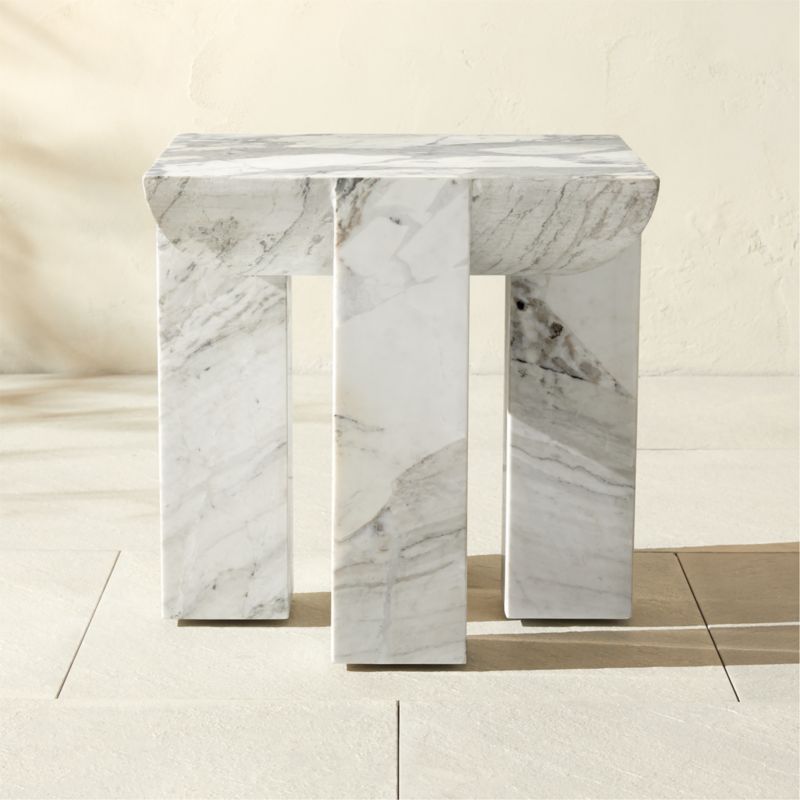 Marlo Square Marble Outdoor Side Table - image 0 of 5