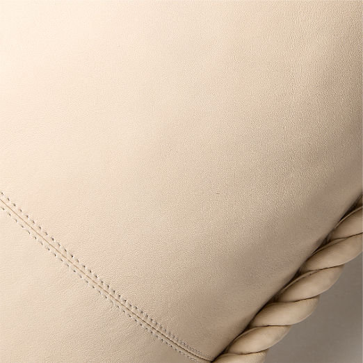 Marlon Warm White Twisted Leather Lumbar Throw Pillow with Down-Alternative Insert 48"x12"