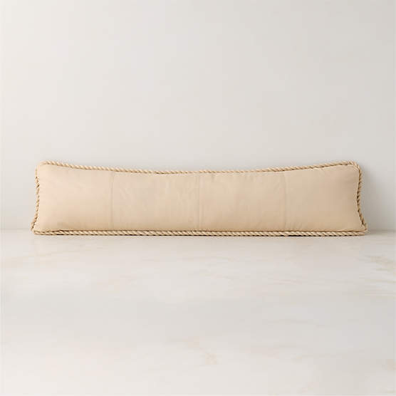 Marlon Warm White Twisted Leather Lumbar Throw Pillow with Down-Alternative Insert 48"x12"