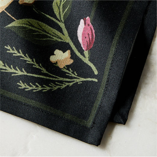 Marne Black Cotton and Linen Napkin