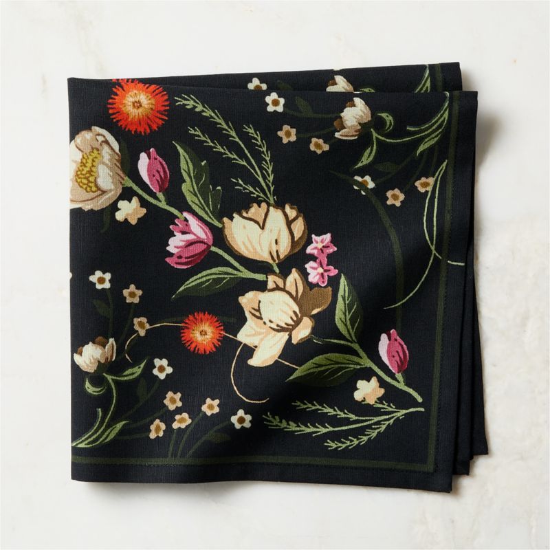 View Marne Black Cotton and Linen Napkin details