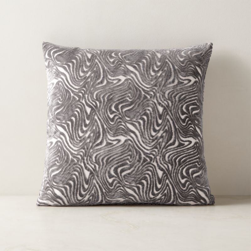 Maro Grey Cut Viscose Throw Pillow with Down-Alternative Insert 18" - image 0 of 4