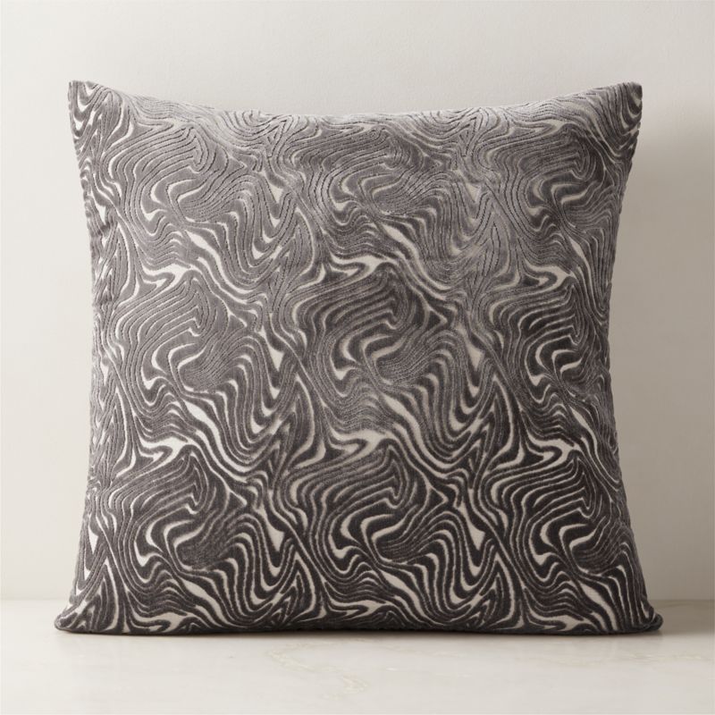 Maro Grey Cut Viscose Throw Pillow with Down-Alternative Insert 23" - image 0 of 3