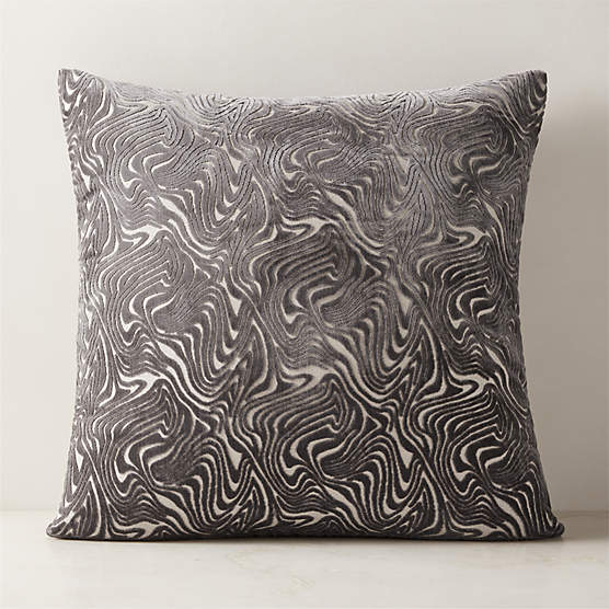 Maro Grey Cut Viscose Throw Pillow Cover 23"x23"