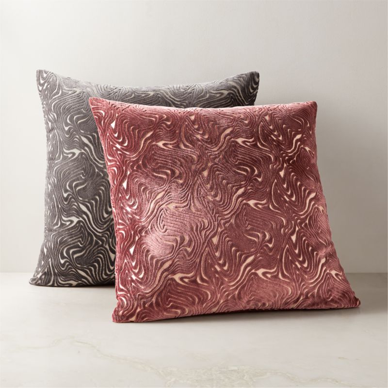 Maro Smoked Mauve Cut Viscose Throw Pillow with Down-Alternative Insert 23" - image 2 of 3