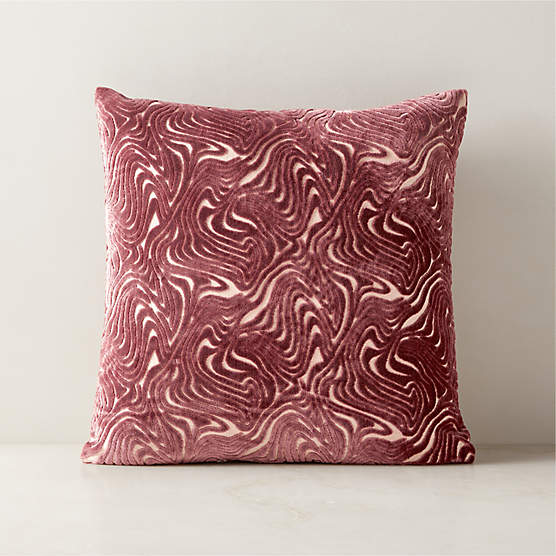 Maro Smoked Mauve Cut Viscose Throw Pillow with Feather-Down Insert 18"