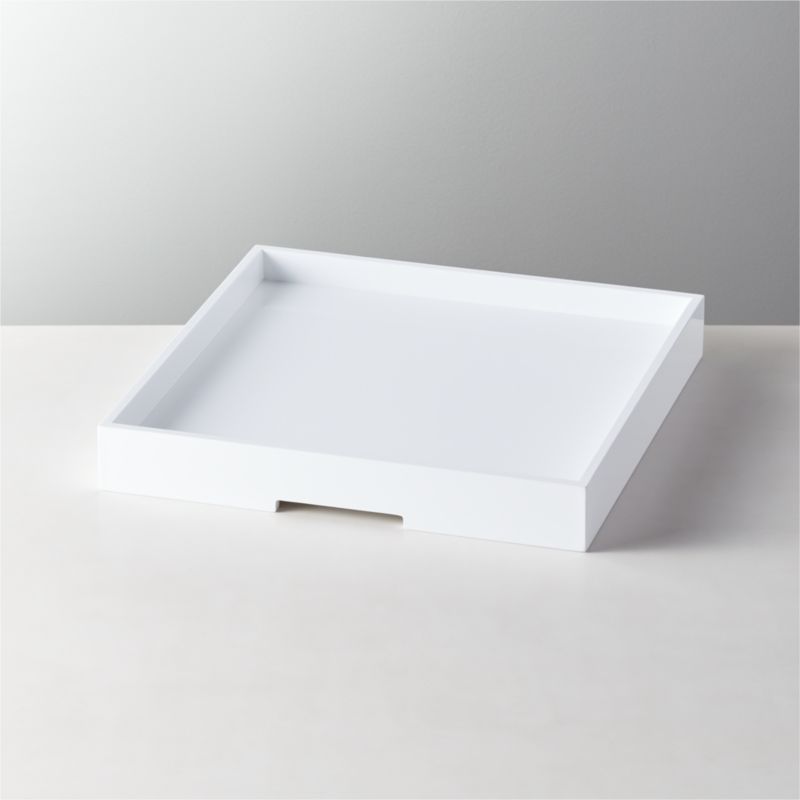 View Marq High Gloss Large White Square Tray details