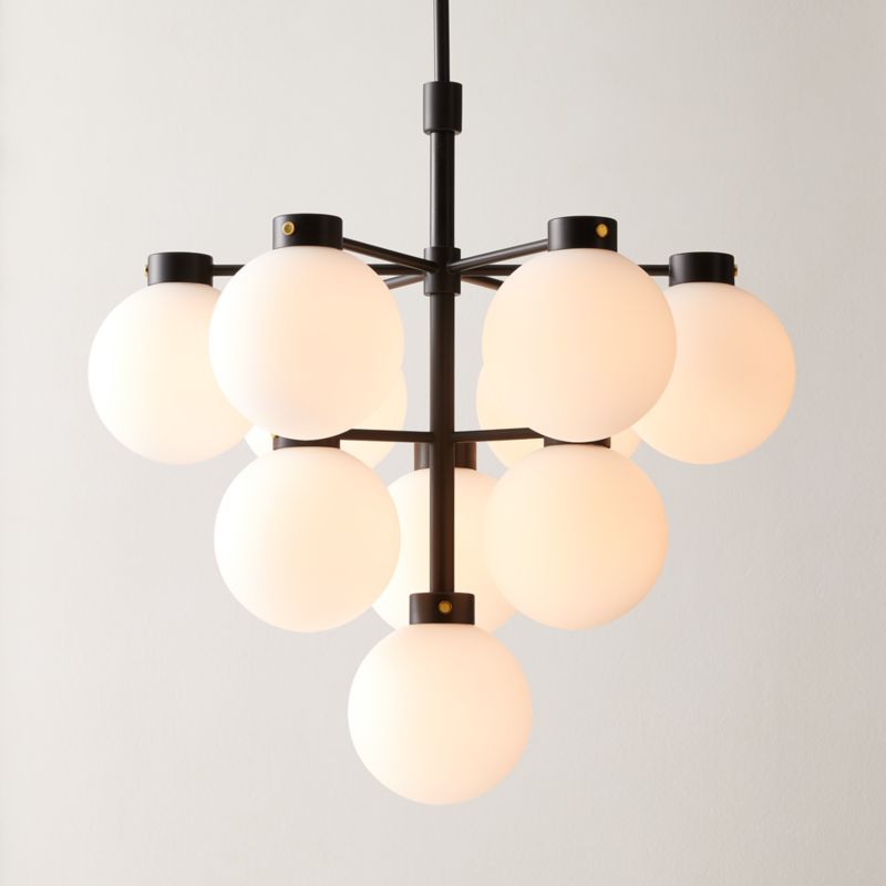 Marra Black Tiered Pendant Light with Milky Glass Shade - image 0 of 6