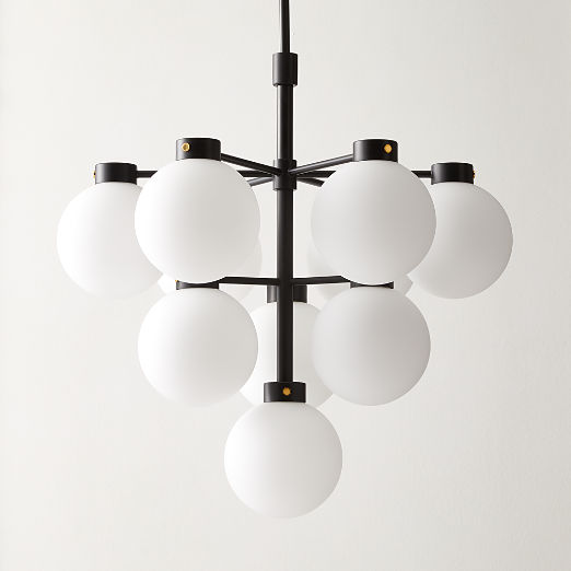 Marra Black Tiered Pendant Light with Milky Glass Shade