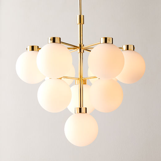 Marra Unlacquered Brass Tiered Pendant Light with Milky Glass Shade