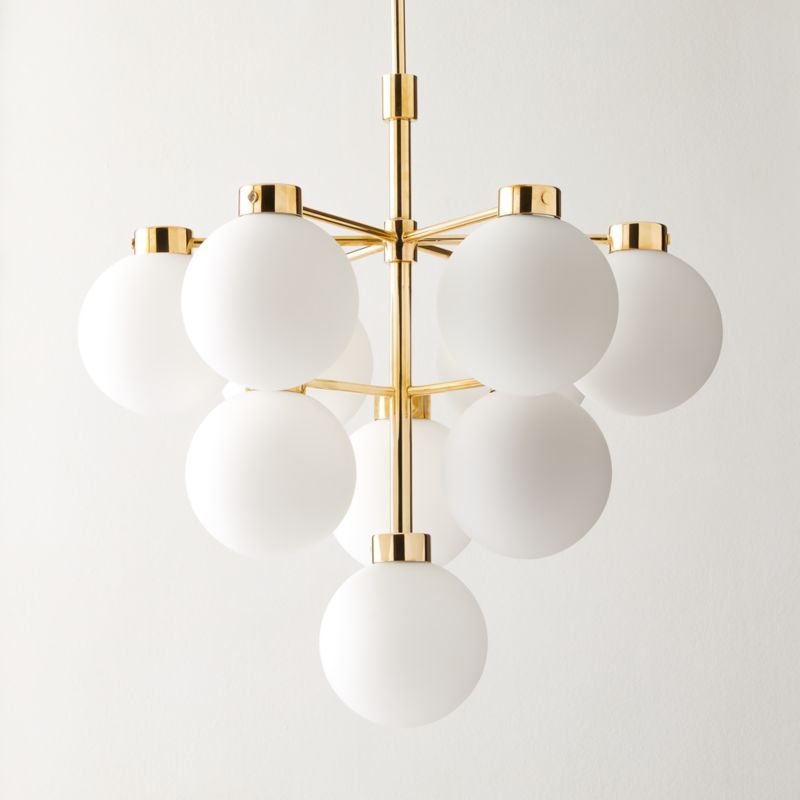 Marra Unlacquered Brass Tiered Pendant Light with Milky Glass - image 2 of 6