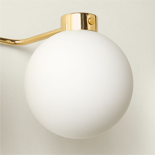 Marra 3-Light Polished Unlacquered Brass Globe Vanity Light Set of 2