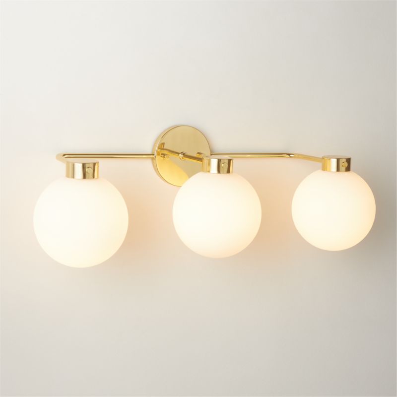 Marra Modern 3-Bulb Polished Brass Globe Vanity Light + Reviews