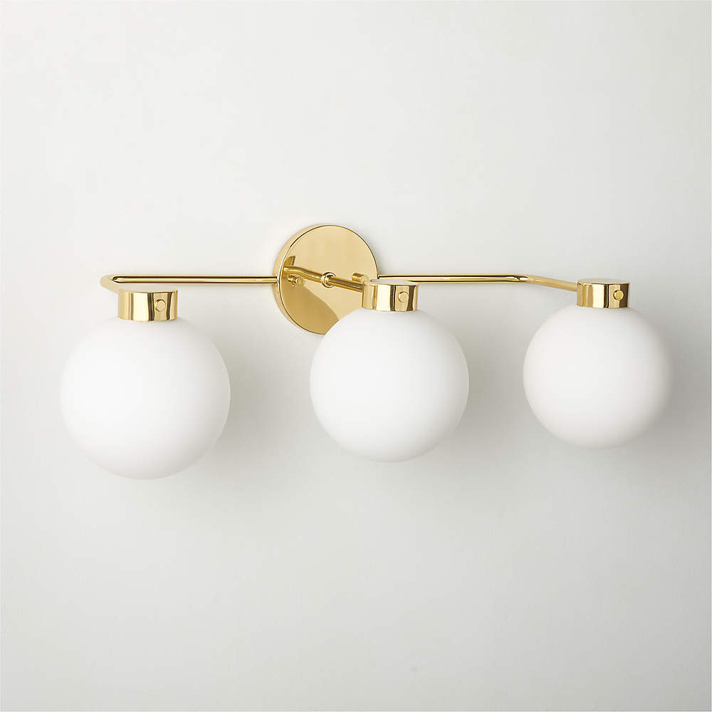 Marra Modern 3-Bulb Polished Brass Globe Vanity Light + Reviews