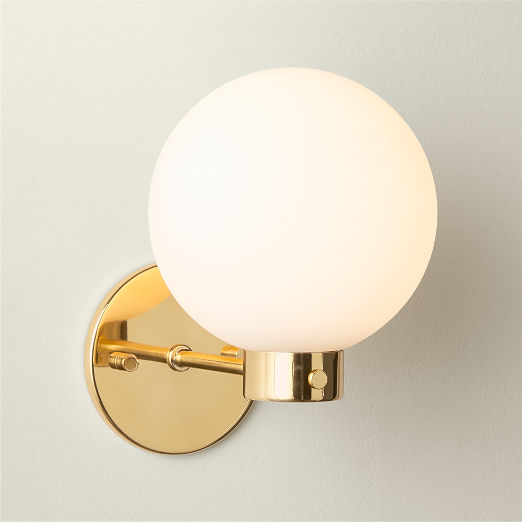 Marra Polished Unlacquered Brass Globe Wall Sconce Set of 2