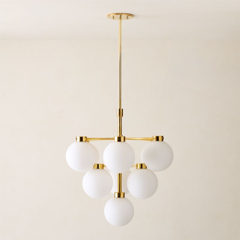 Marra Unlacquered Brass Tiered Pendant Light with Milky Glass Shade - image 5 of 7