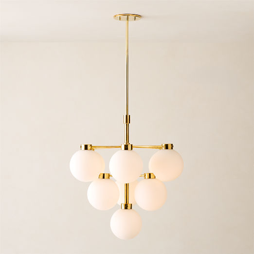 Marra Unlacquered Brass Tiered Pendant Light with Milky Glass Shade
