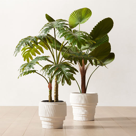 Marram Ribbed White Indoor Planters