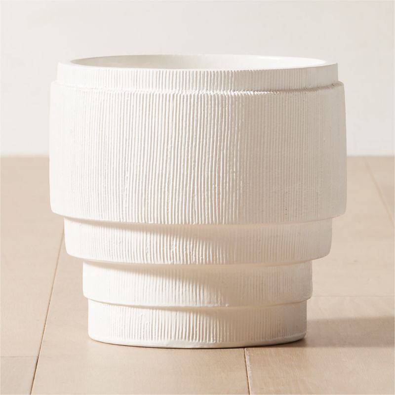 View Marram Ribbed White Indoor Planter Small details
