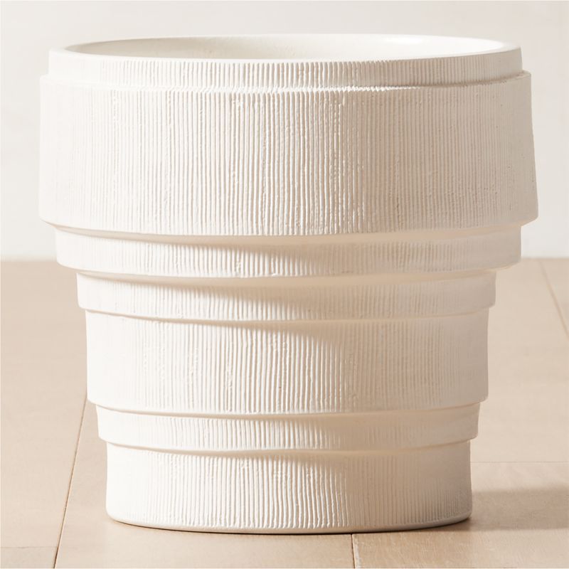 Marram Ribbed White Indoor Planter Large - image 0 of 5