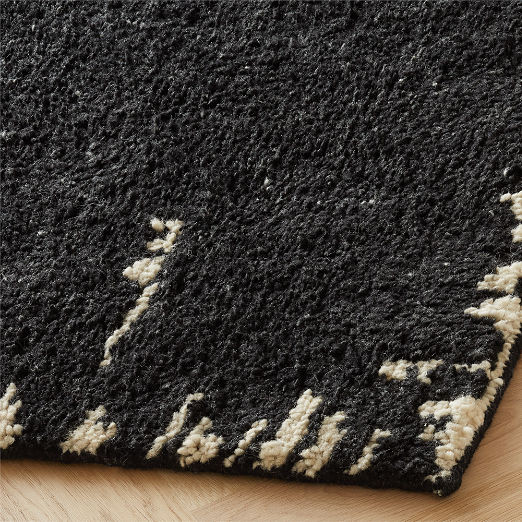 Marrin Hand-Knotted Black Wool Area Rug