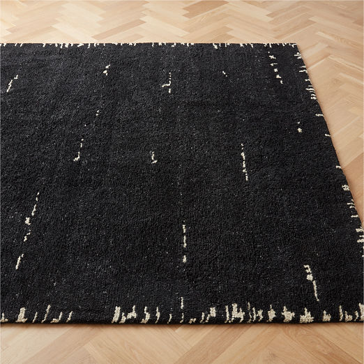 Marrin Hand-Knotted Black Wool Area Rug