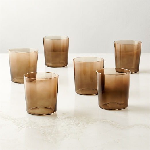 Marta Ombre Amber Double Old-Fashioned Glasses Set of 6 by Azeeza