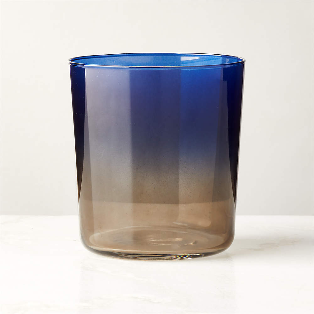 Vintage Block Crystal Highball and Tumbler Glasses in Cobalt Blue, Set of 6