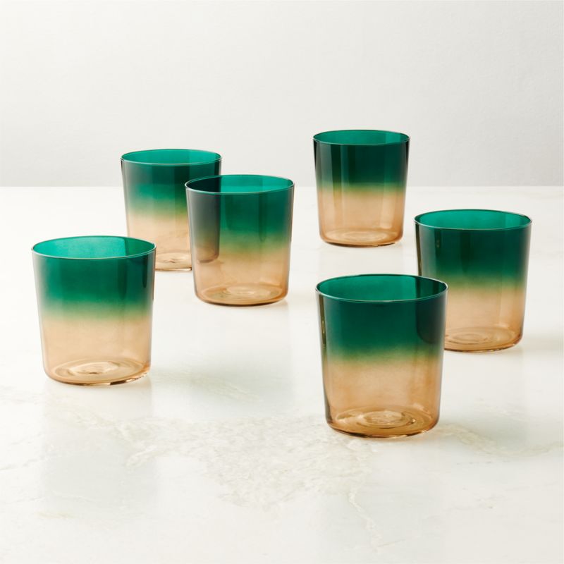 Marta Ombre Green Double Old-Fashioned Glasses Set of 6 by Azeeza - image 2 of 3