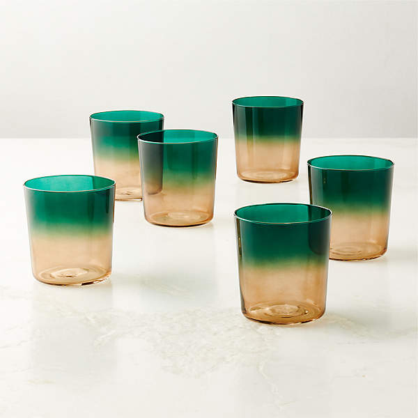 Double Old Fashioned Glasses Beverage Glass Cup,Colored Tumblers and Water  Glasses,Set 