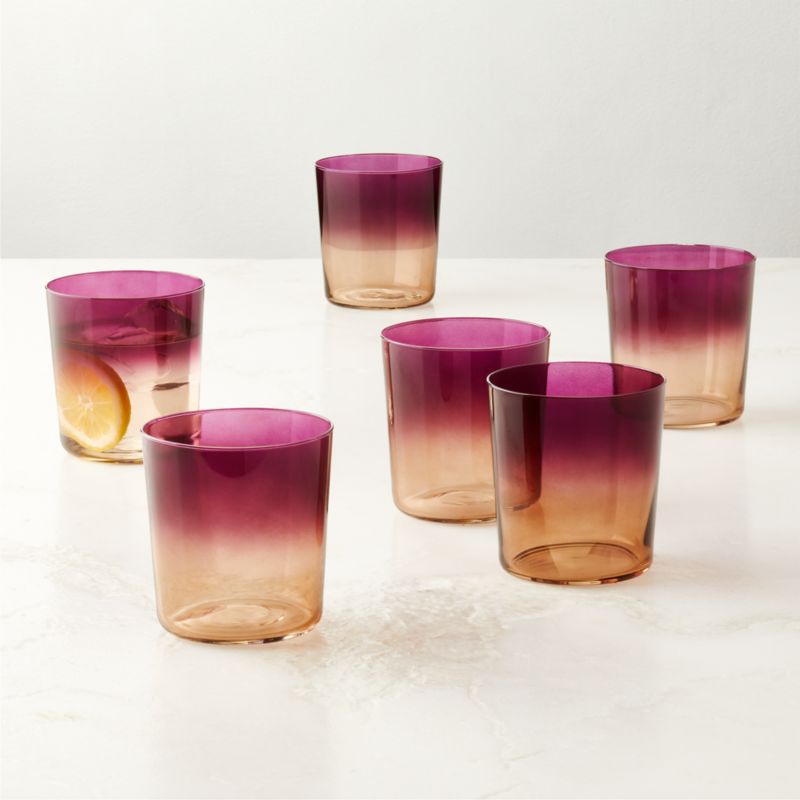 Marta Ombre Plum Double Old-Fashioned Glasses Set of 6 by Azeeza - image 0 of 3