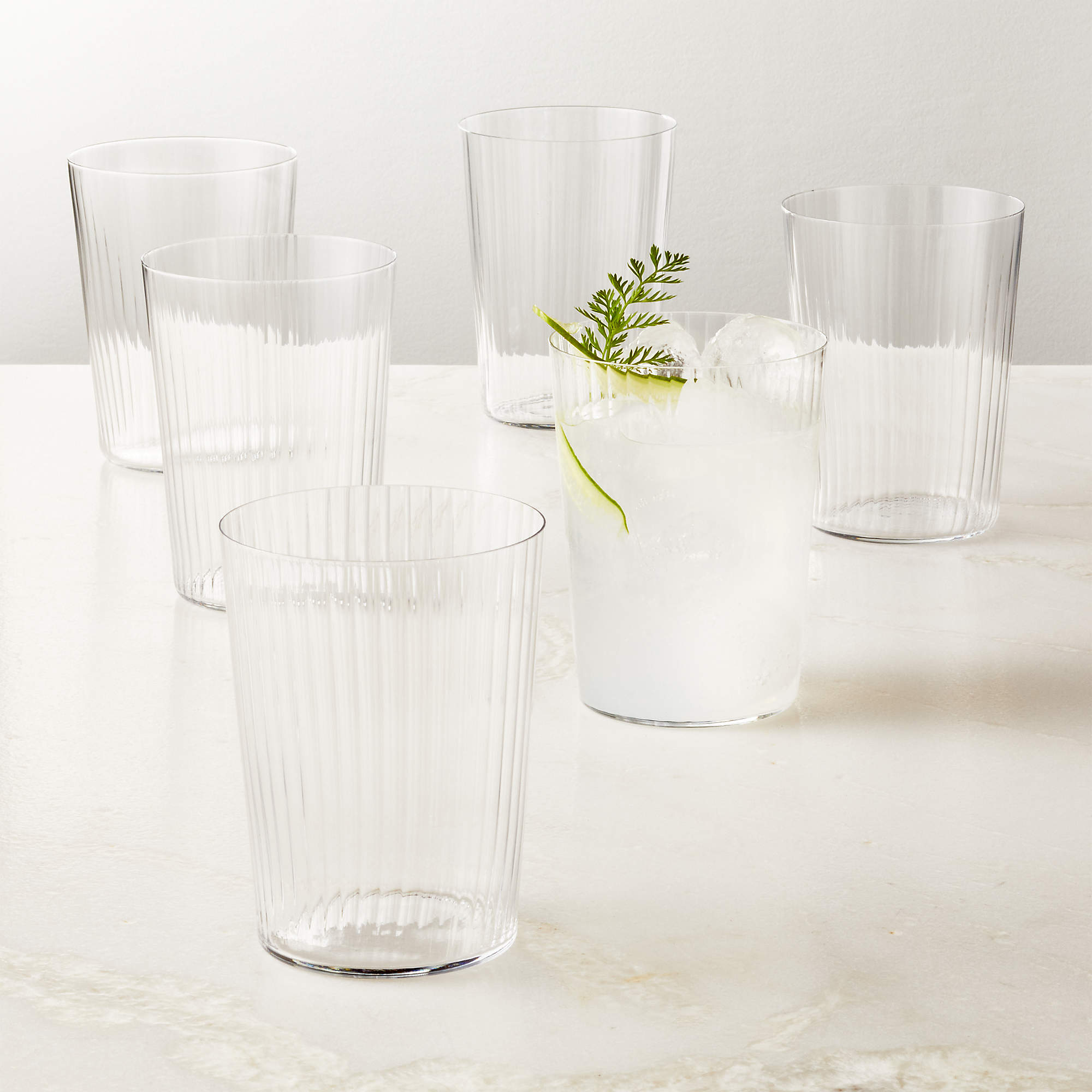 Marta Optic Fluted Drinking Glasses Set of 6 + Reviews | CB2 Canada