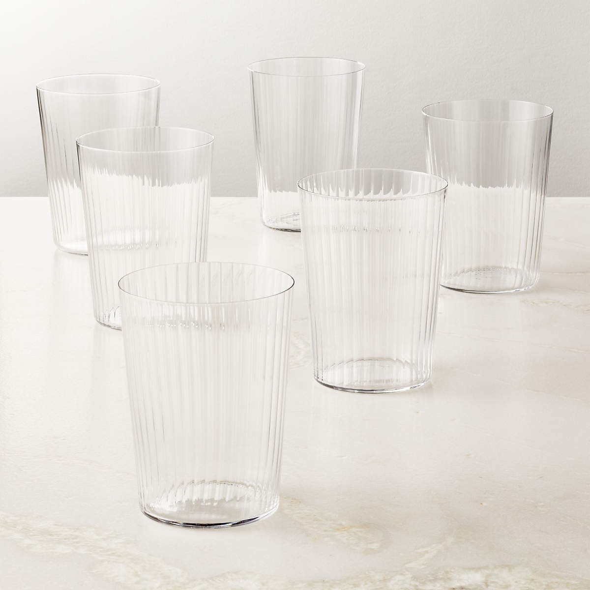 Marta Optic Fluted Modern Drinking Glasses Set of 6 | CB2