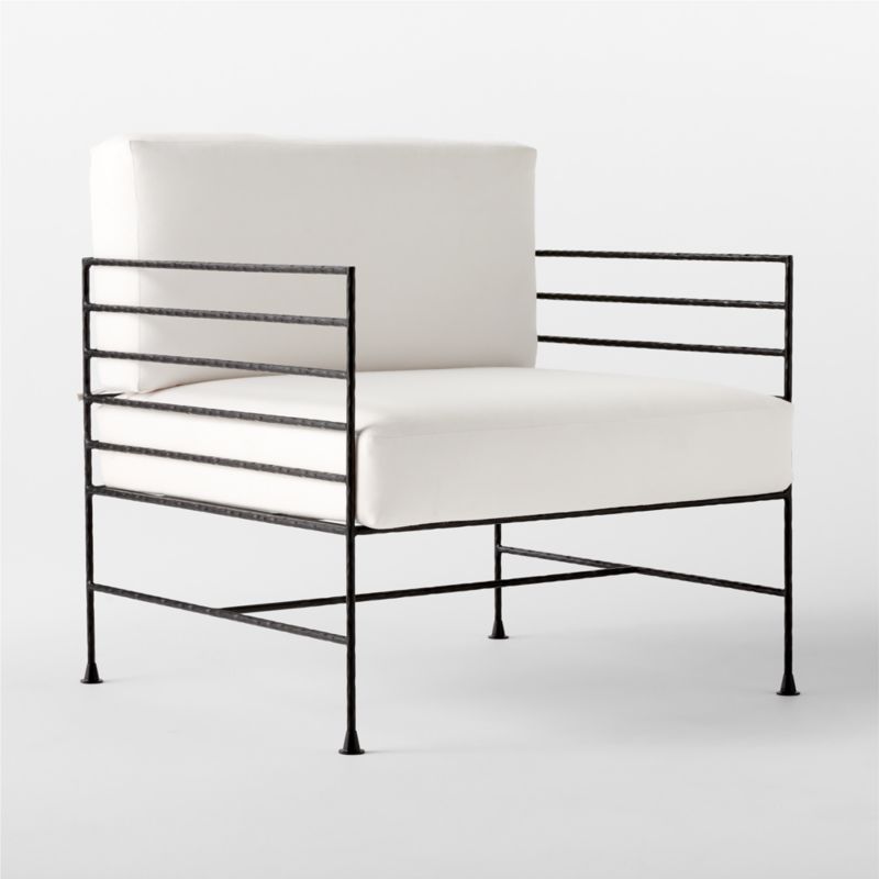 Marteau Black Iron Outdoor Lounge Chair with White Sunbrella® Cushions - image 6 of 10