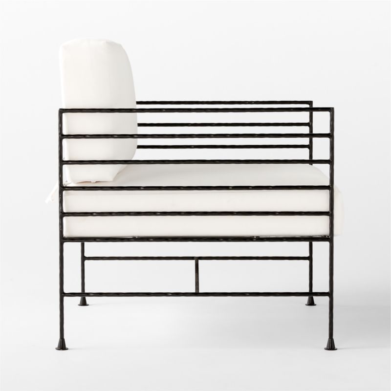 Marteau Black Iron Outdoor Lounge Chair with White Sunbrella® Cushions - image 7 of 10