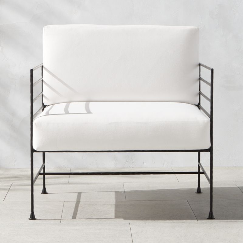 Marteau Black Iron Outdoor Lounge Chair with White Sunbrella® Cushions - image 0 of 10