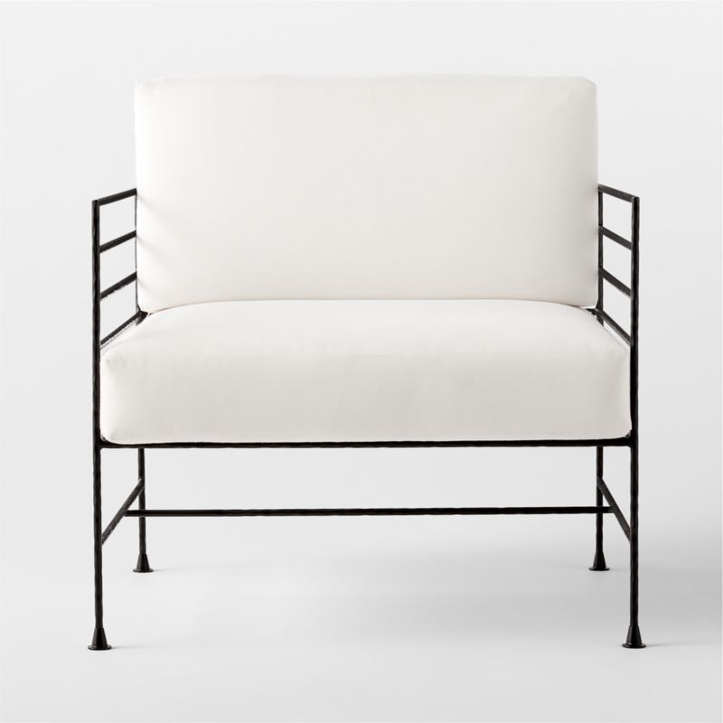 Marteau Black Iron Outdoor Lounge Chair with White Sunbrella® Cushions - image 5 of 10