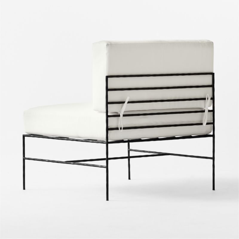 Marteau Black Metal Outdoor Armless Chair with White Sunbrella® Cushions - image 6 of 8