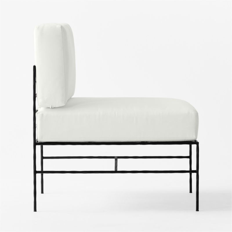 Marteau Black Metal Outdoor Armless Chair with White Sunbrella® Cushions - image 5 of 8