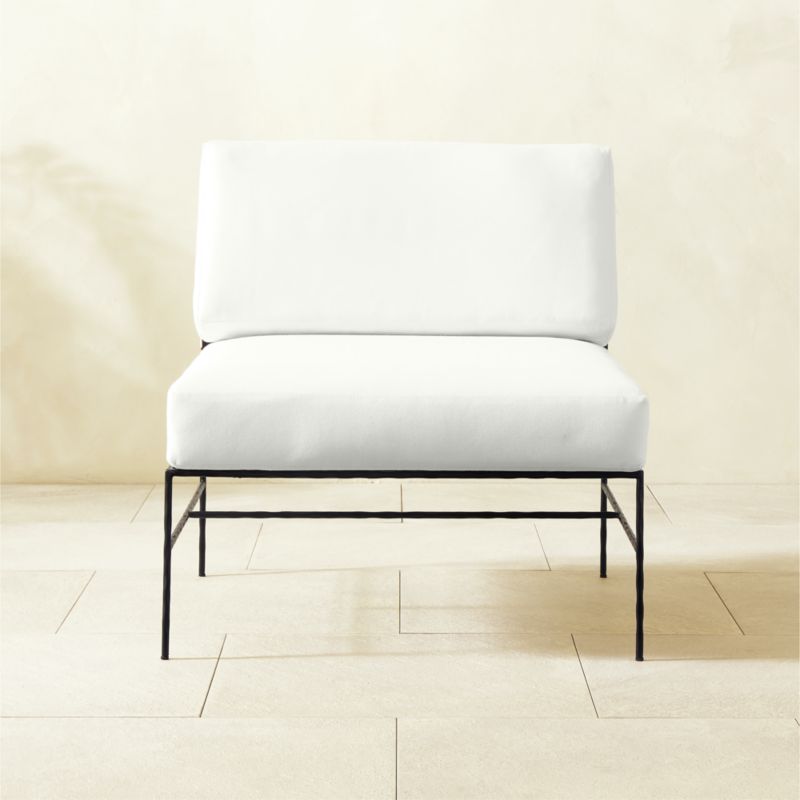 Marteau Black Metal Outdoor Armless Chair with White Sunbrella® Cushions - image 0 of 8