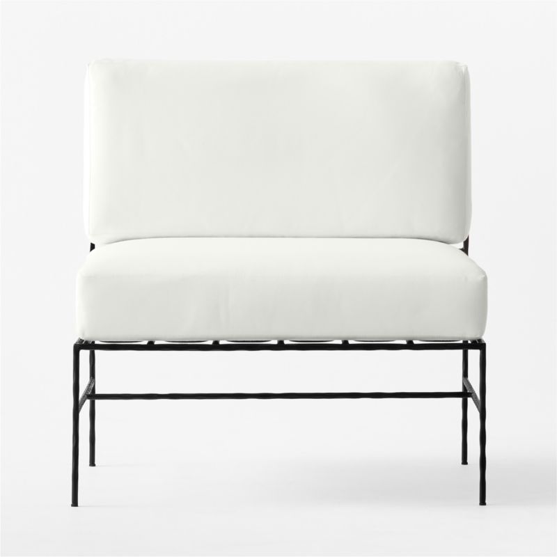 Marteau Black Metal Outdoor Armless Chair with White Sunbrella® Cushions - image 3 of 8