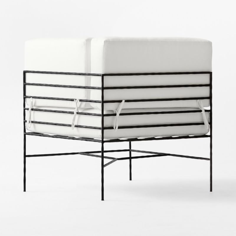 Marteau Black Metal Outdoor Corner Chair with White Sunbrella® Cushions - image 6 of 8