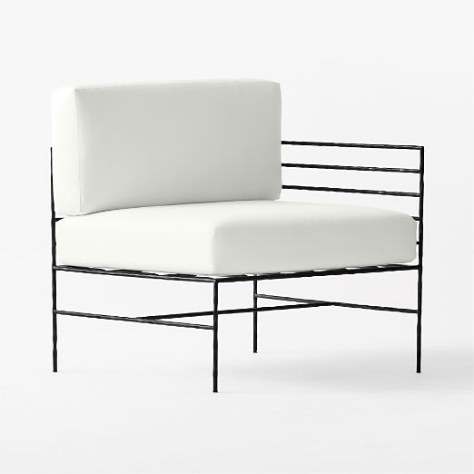 Marteau Black Metal Outdoor Right Chair with White Sunbrella® Cushions