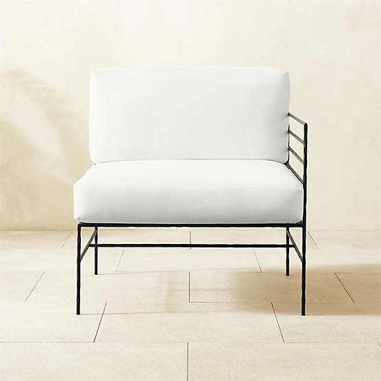 Marteau Black Metal Outdoor Right Chair with White Sunbrella® Cushions